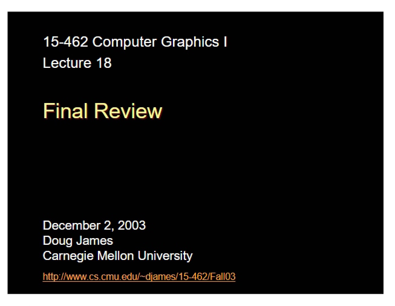 Review for Final Examination