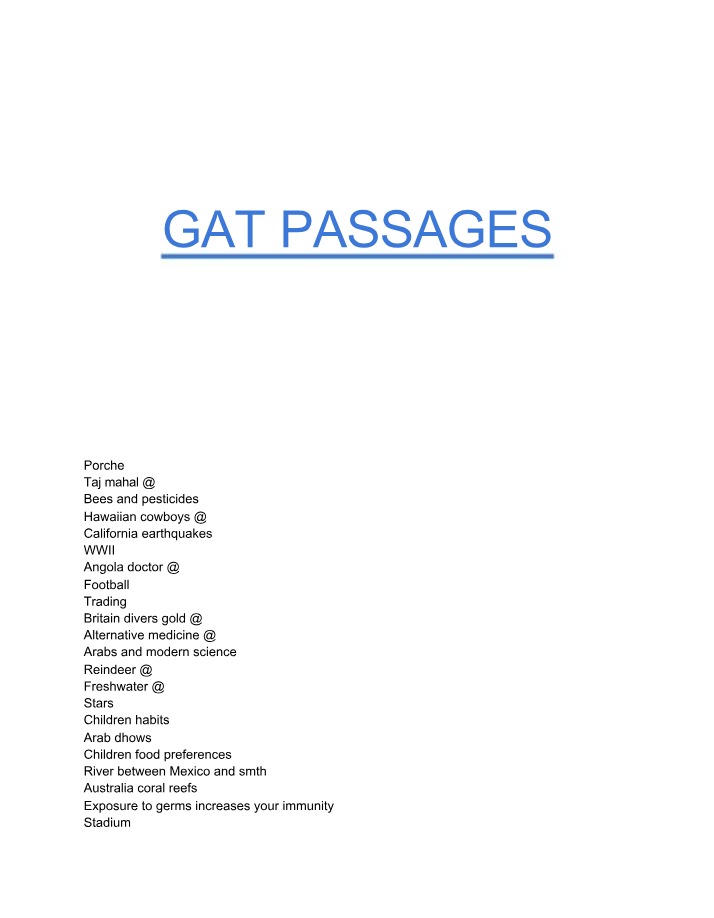 GAT Reading Passages