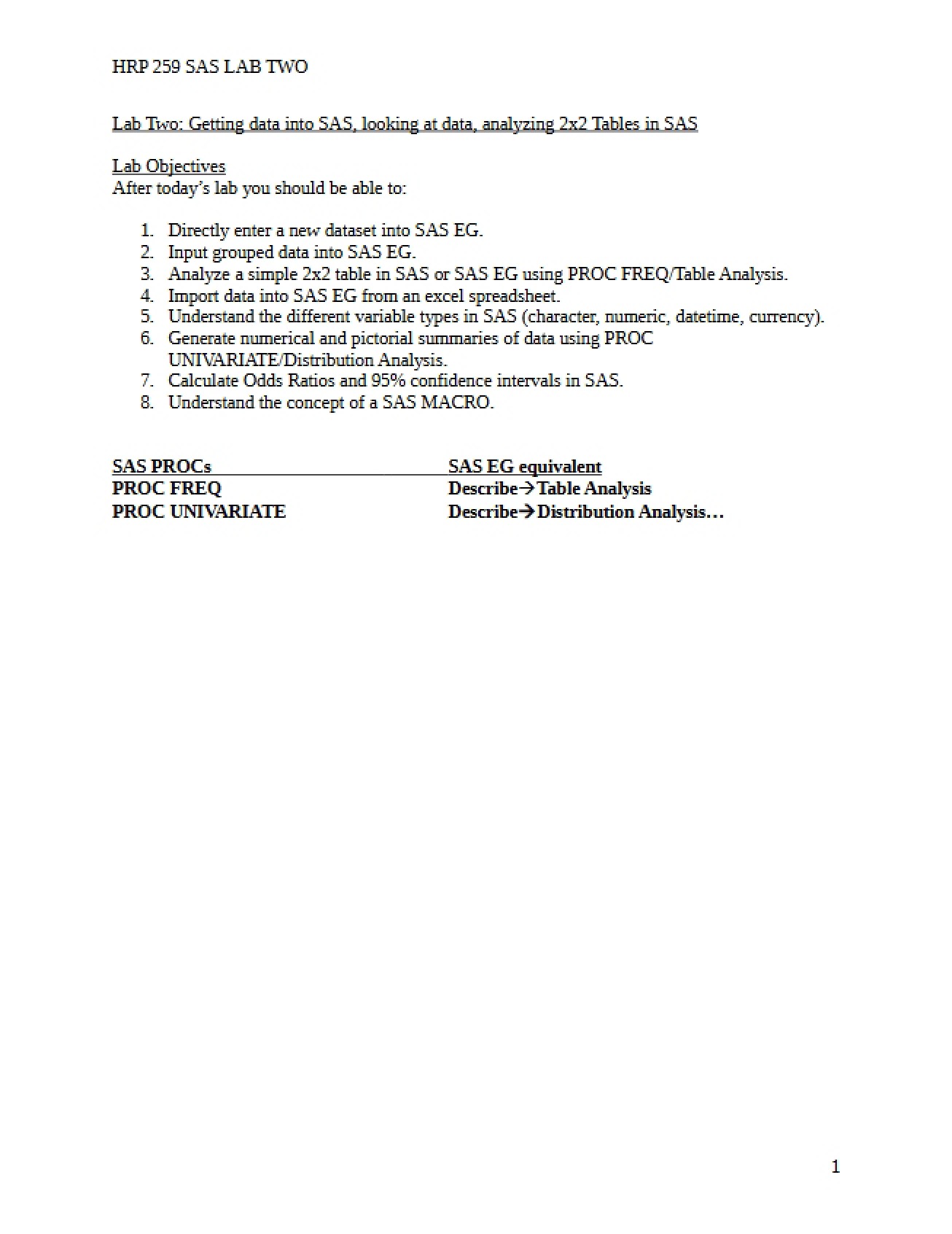 Epidemiology Statistics Laboratory Materials