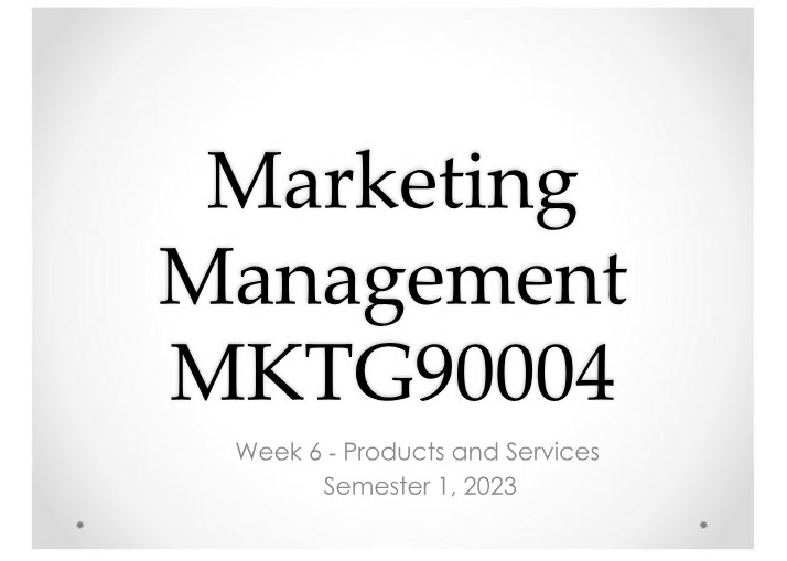 Products and Services - Lecture 6