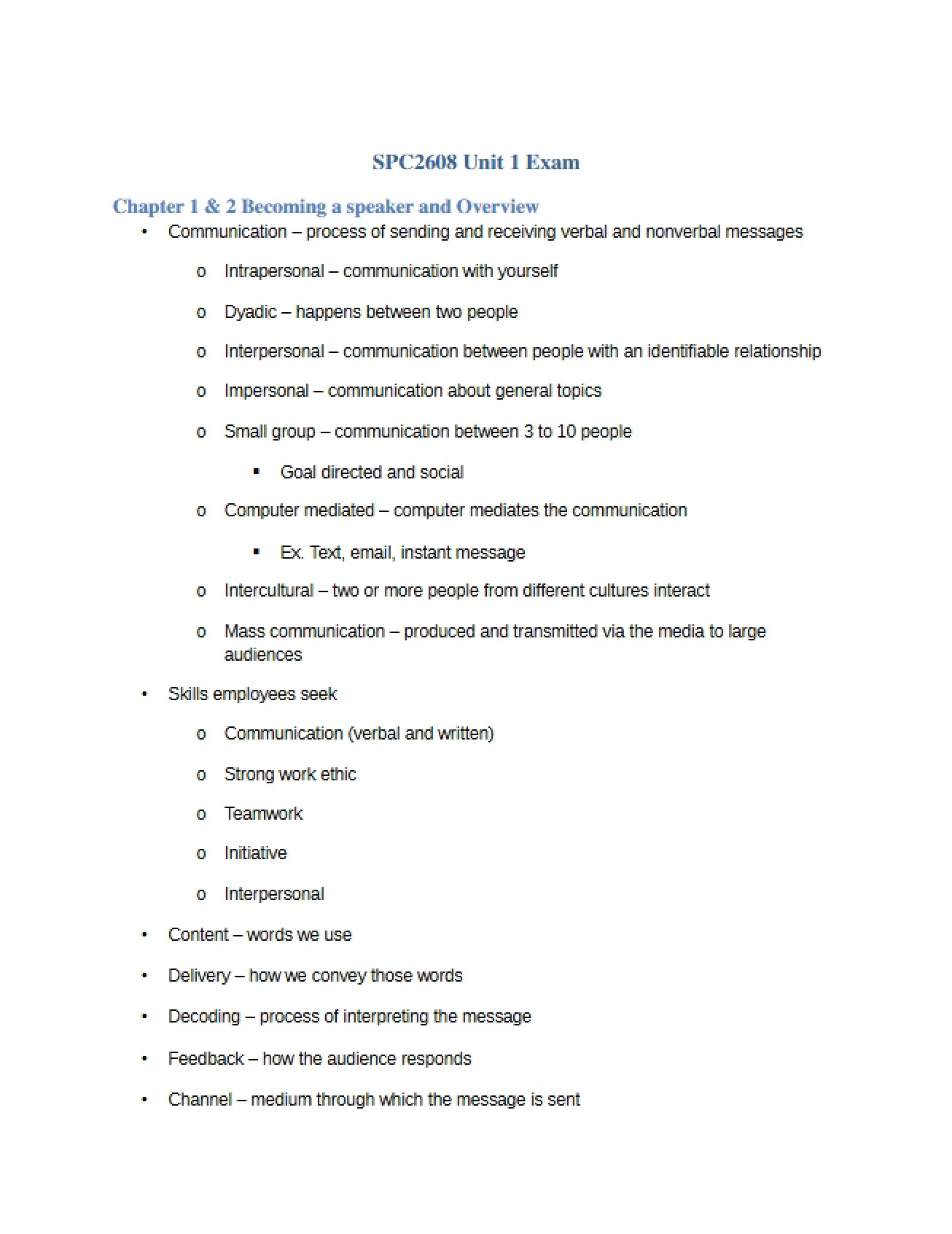 Unit One Test