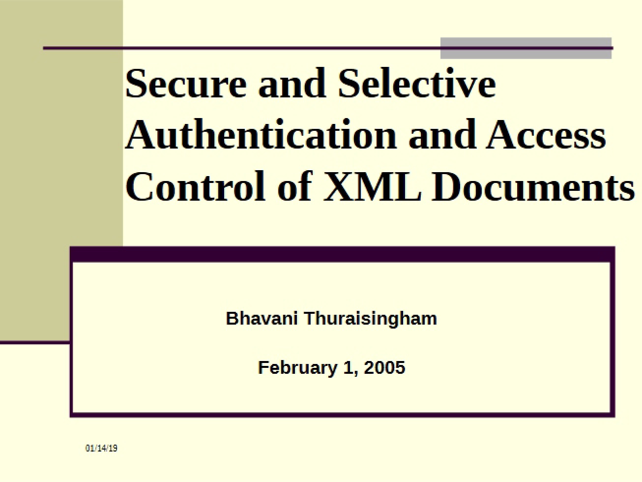 Authentication and Access Control for XML Documents