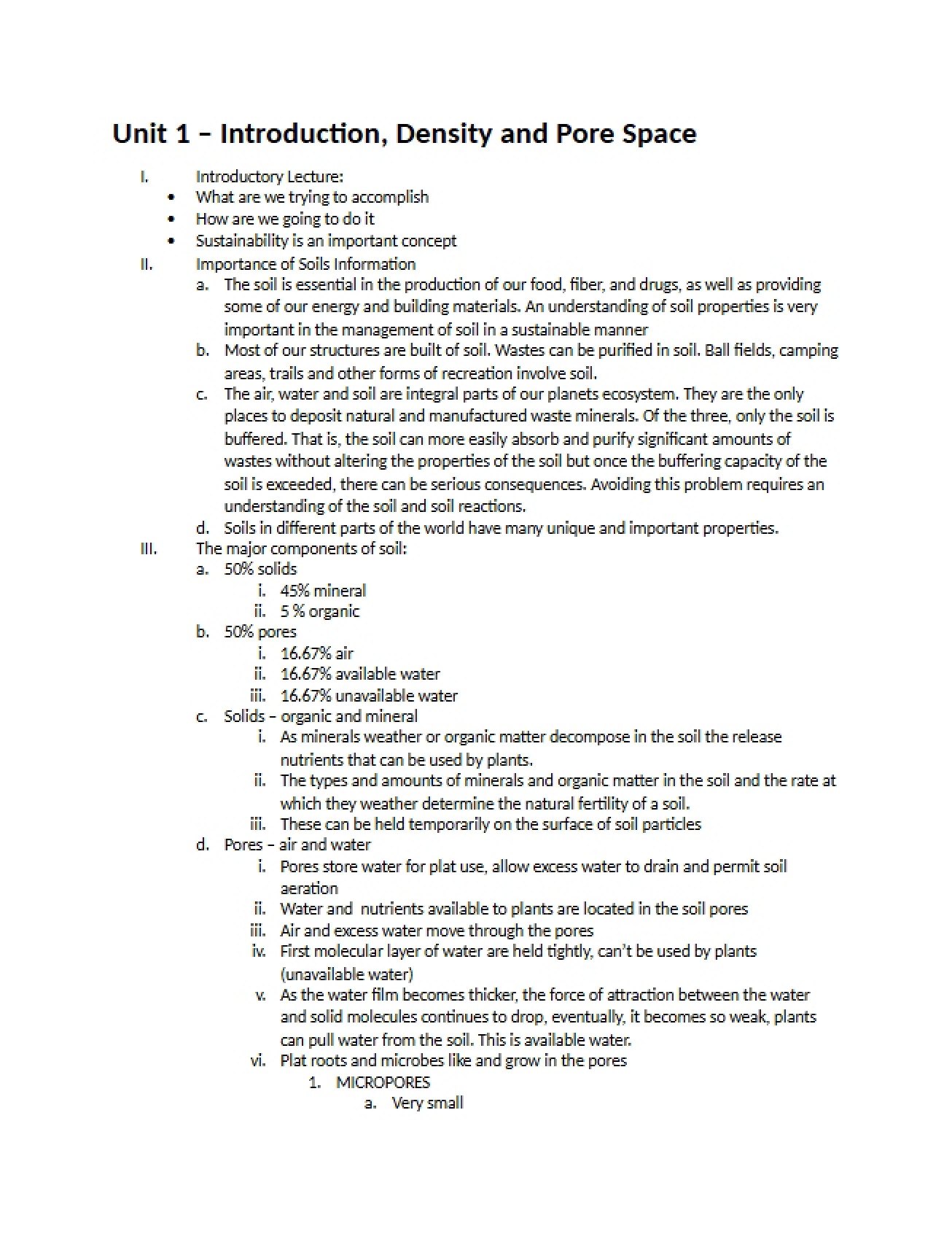 First Unit of Study in Soil Science Fundamentals