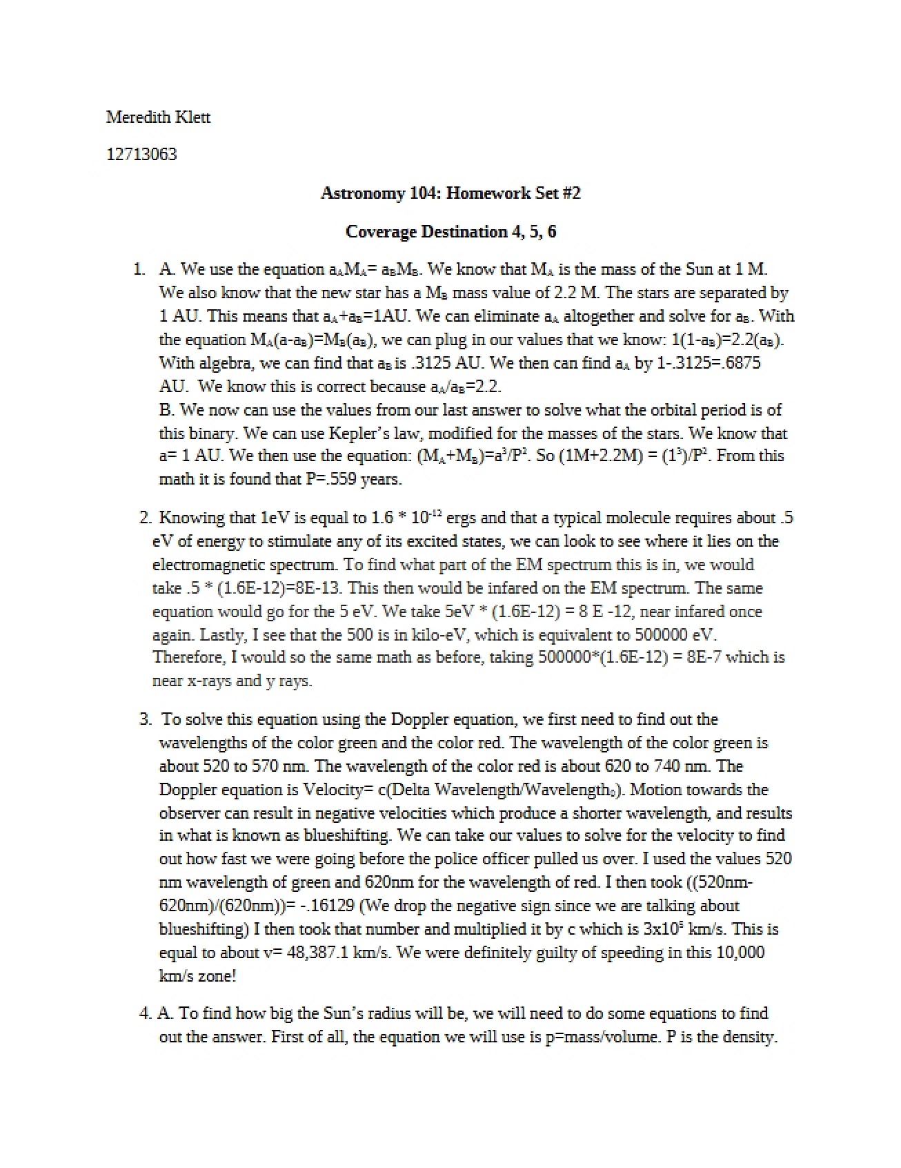 Second Homework Set
