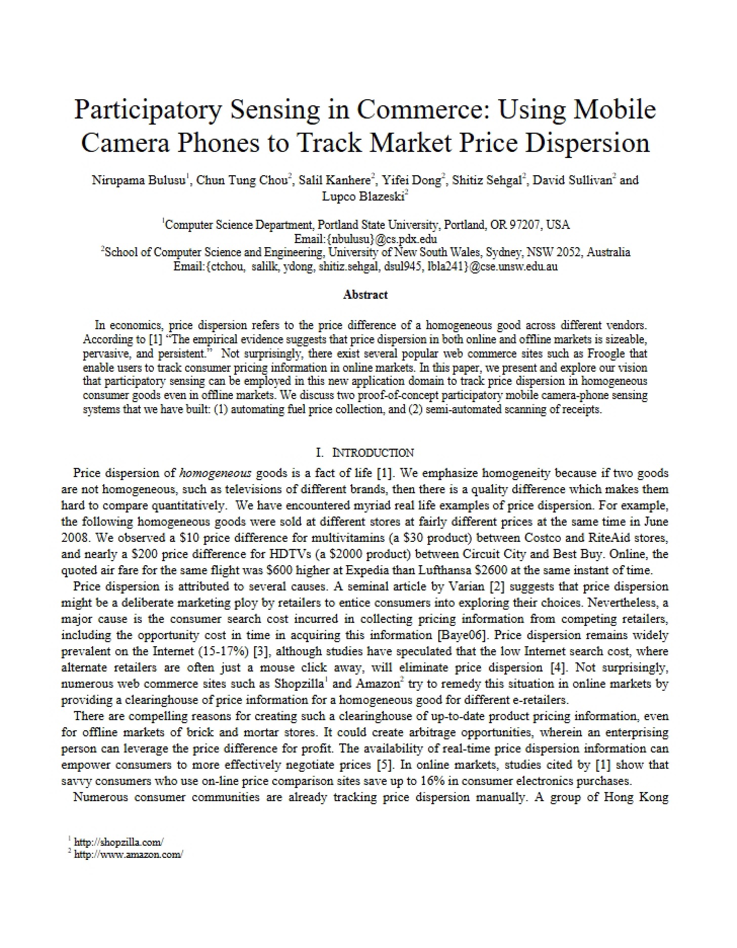 Commerce Participatory Sensing