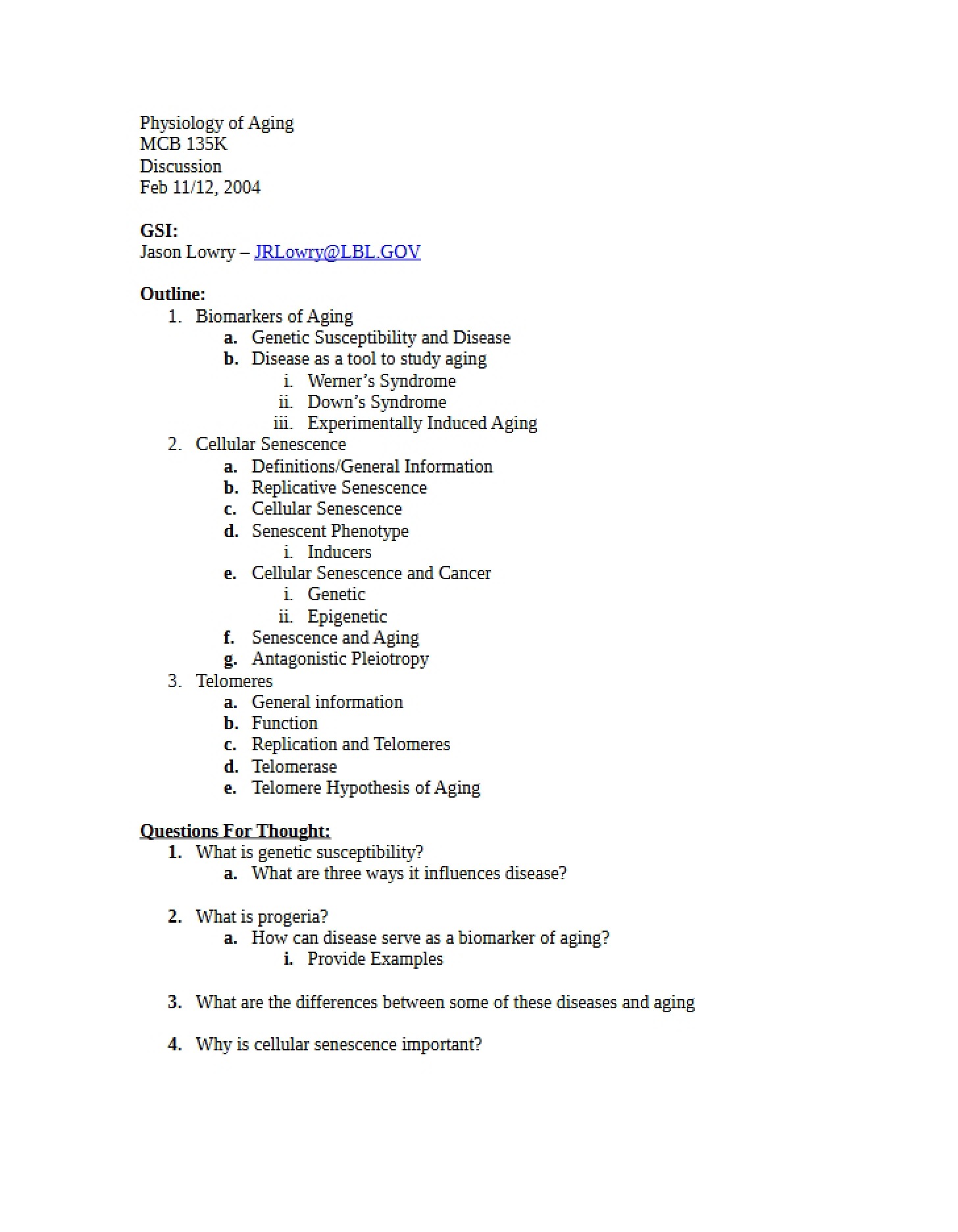 Discussion Notes