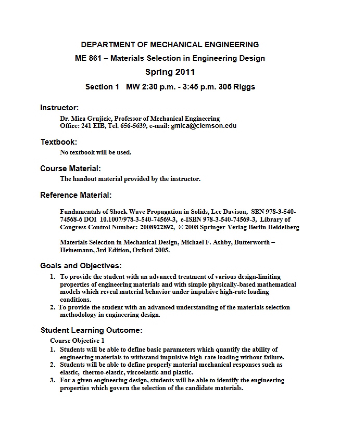 Engineering Design Material Selection