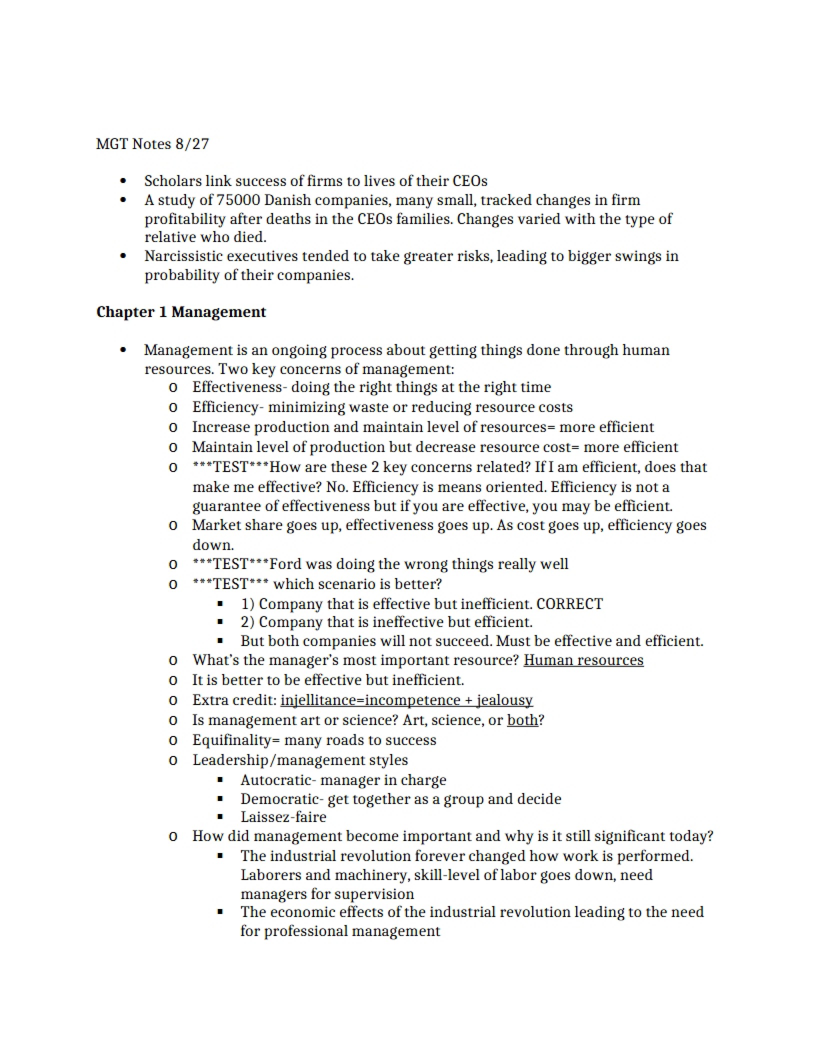Management Overview (Chapter 1)