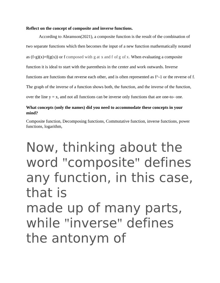 Concepts of Composite and Inverse Functions