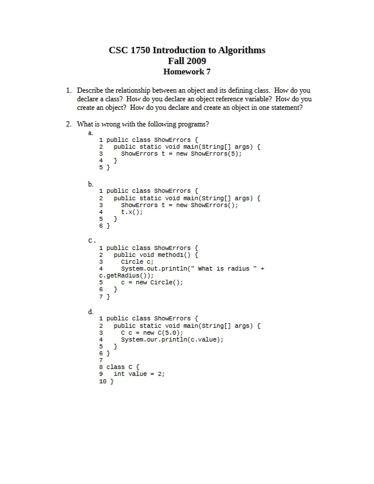 Homework 7 Intro to Algorithms