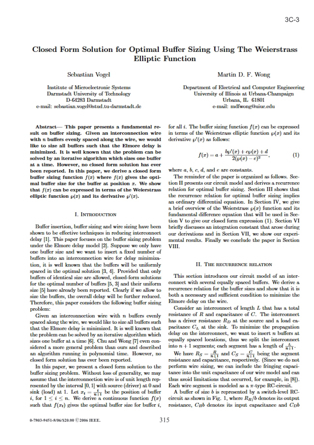 Buffer Sizing Closed Form Solution