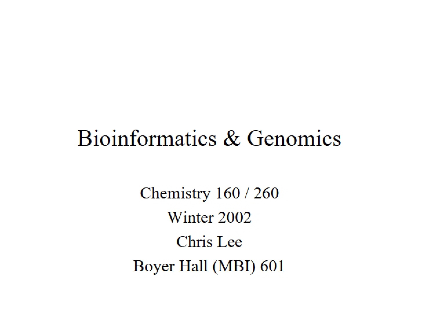 First Lecture
