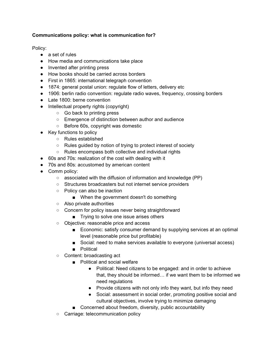 What is Communication For Communications Policy
