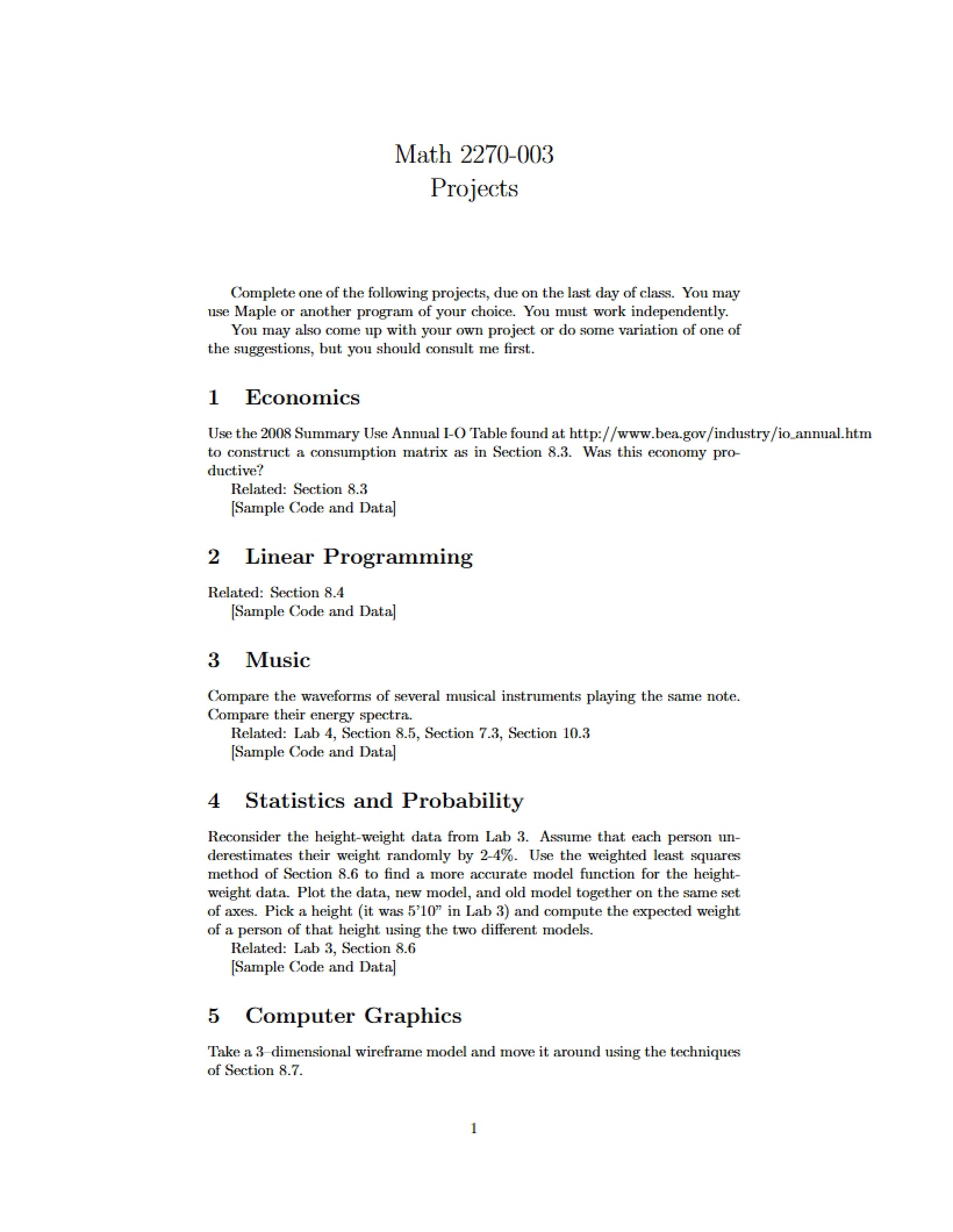 Course Projects