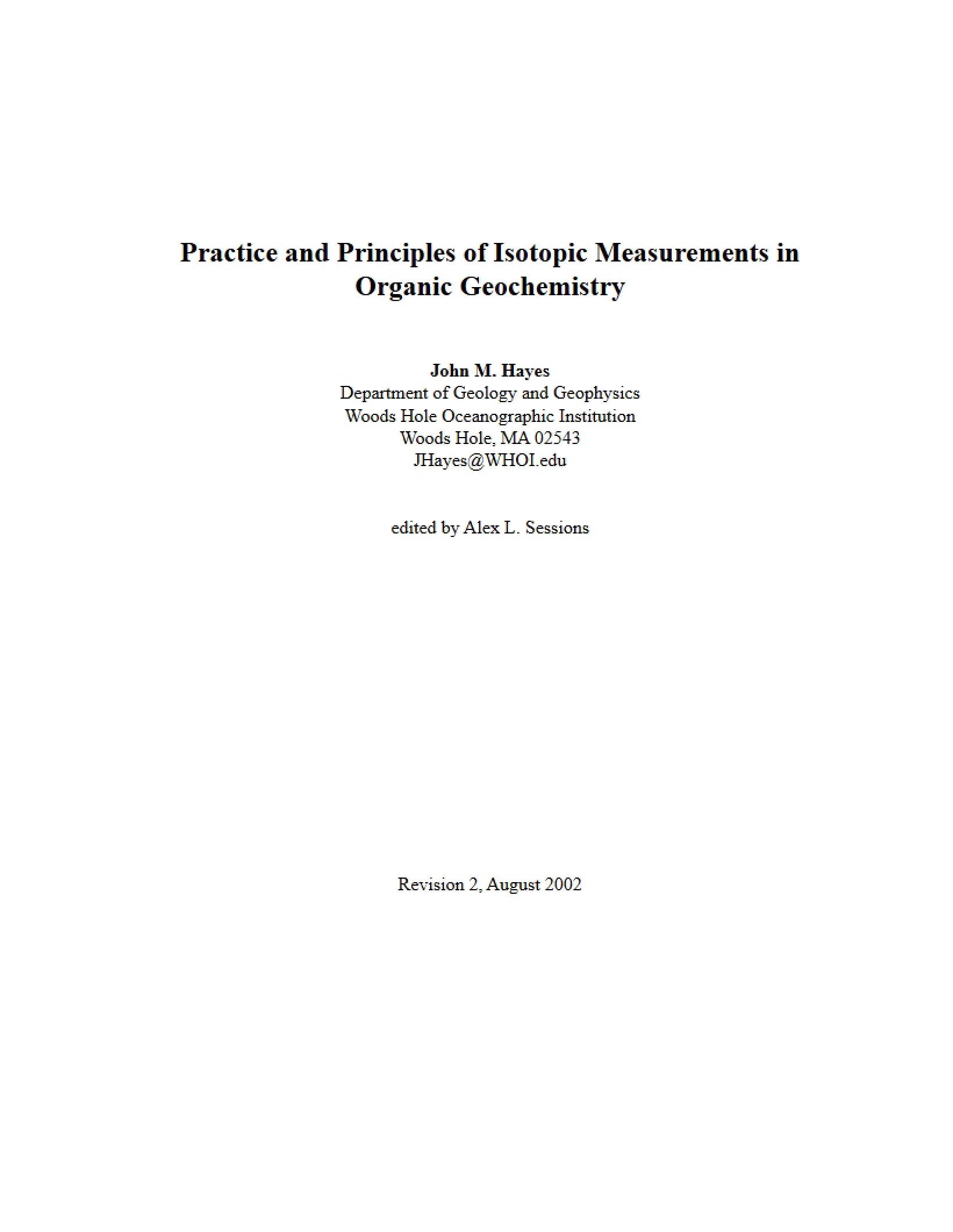 Isotopic Measurement Principles