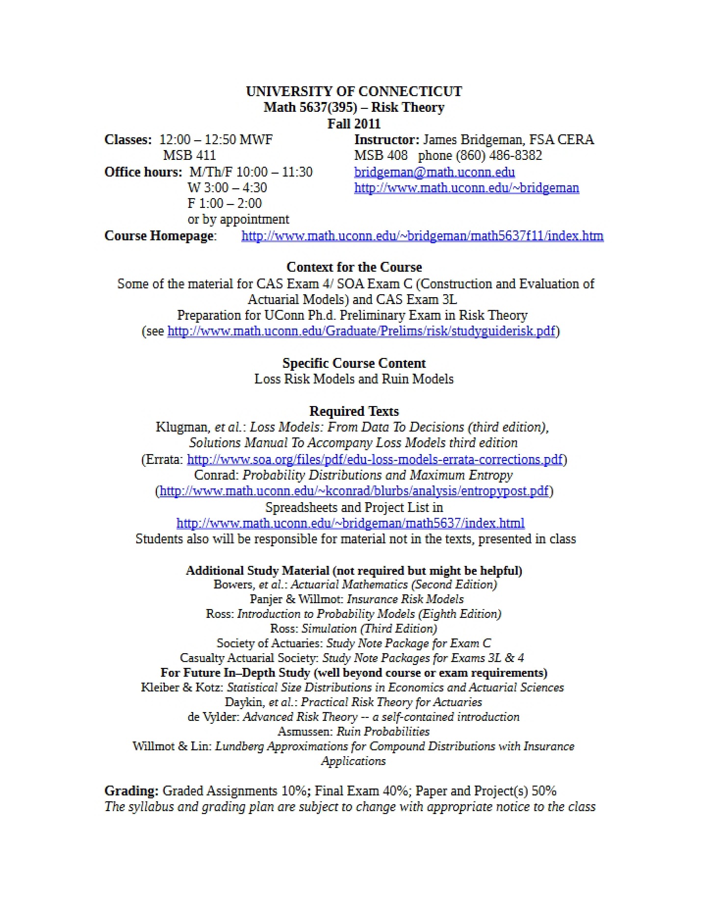 Course Syllabus