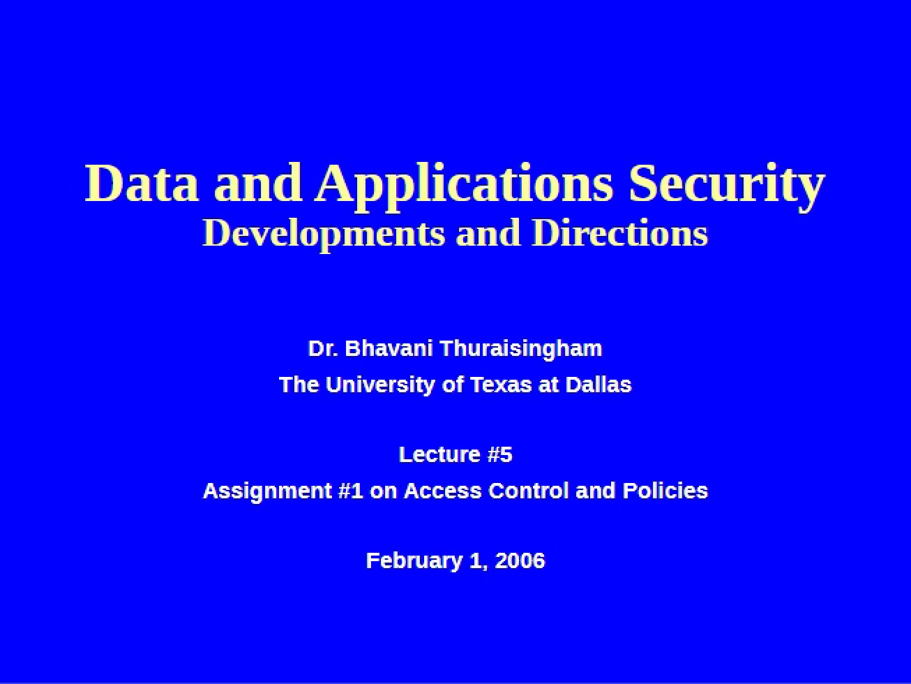 First Assignment Data Security