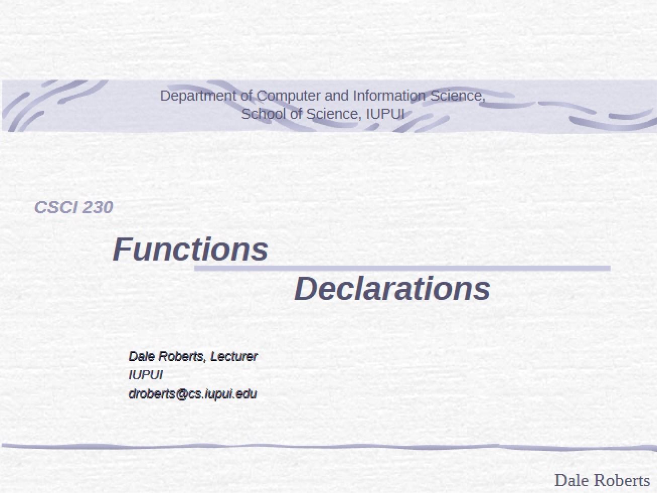 Declaring Functions