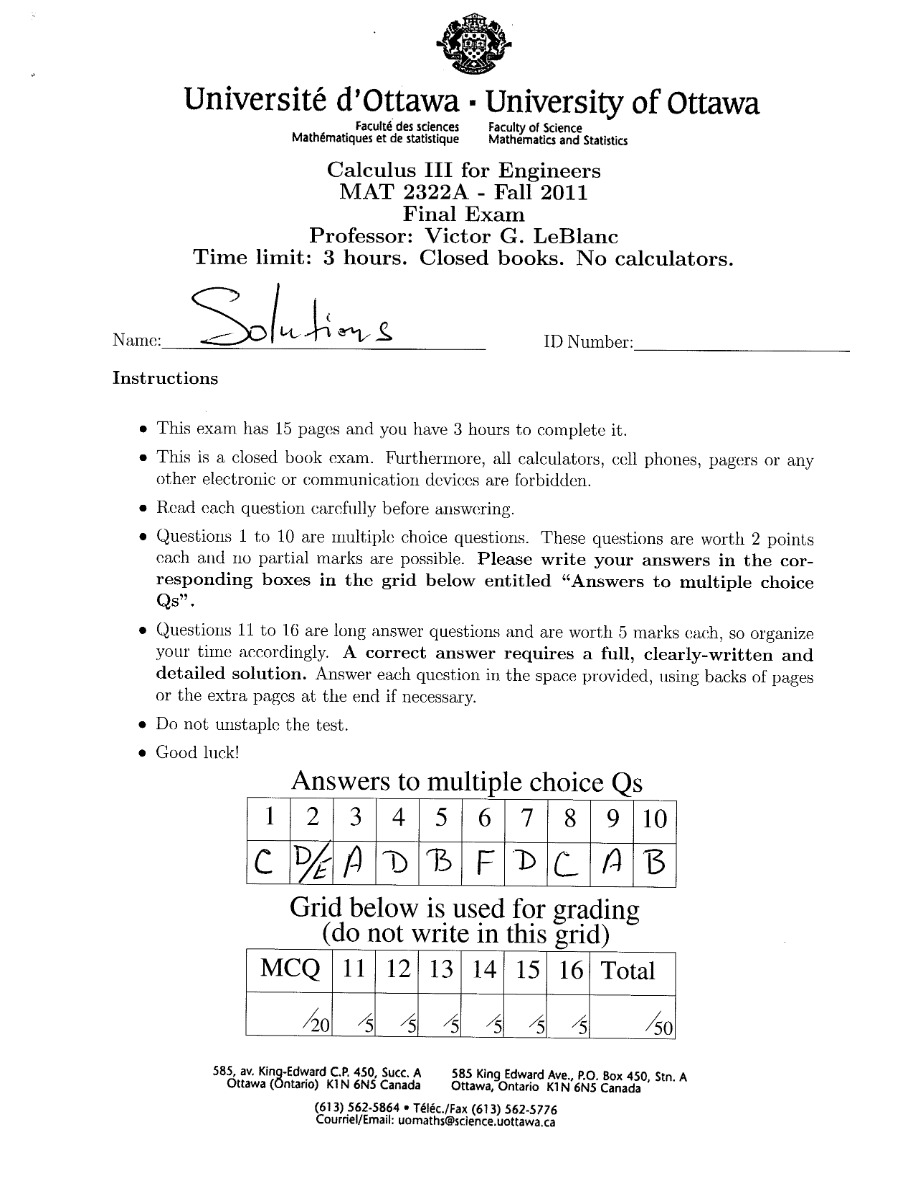 MAT 2322A - Fall 2011 Final Exam