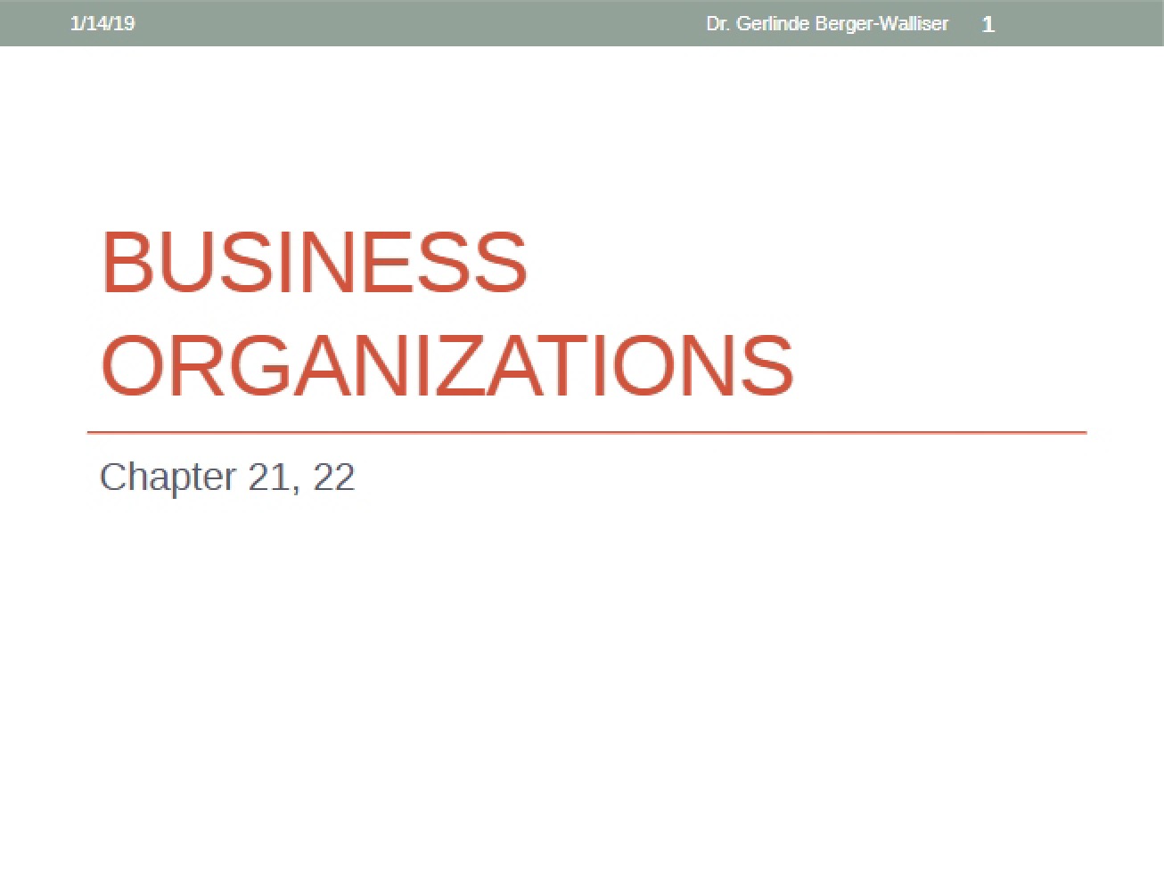 Chapter 21 Business Organizations