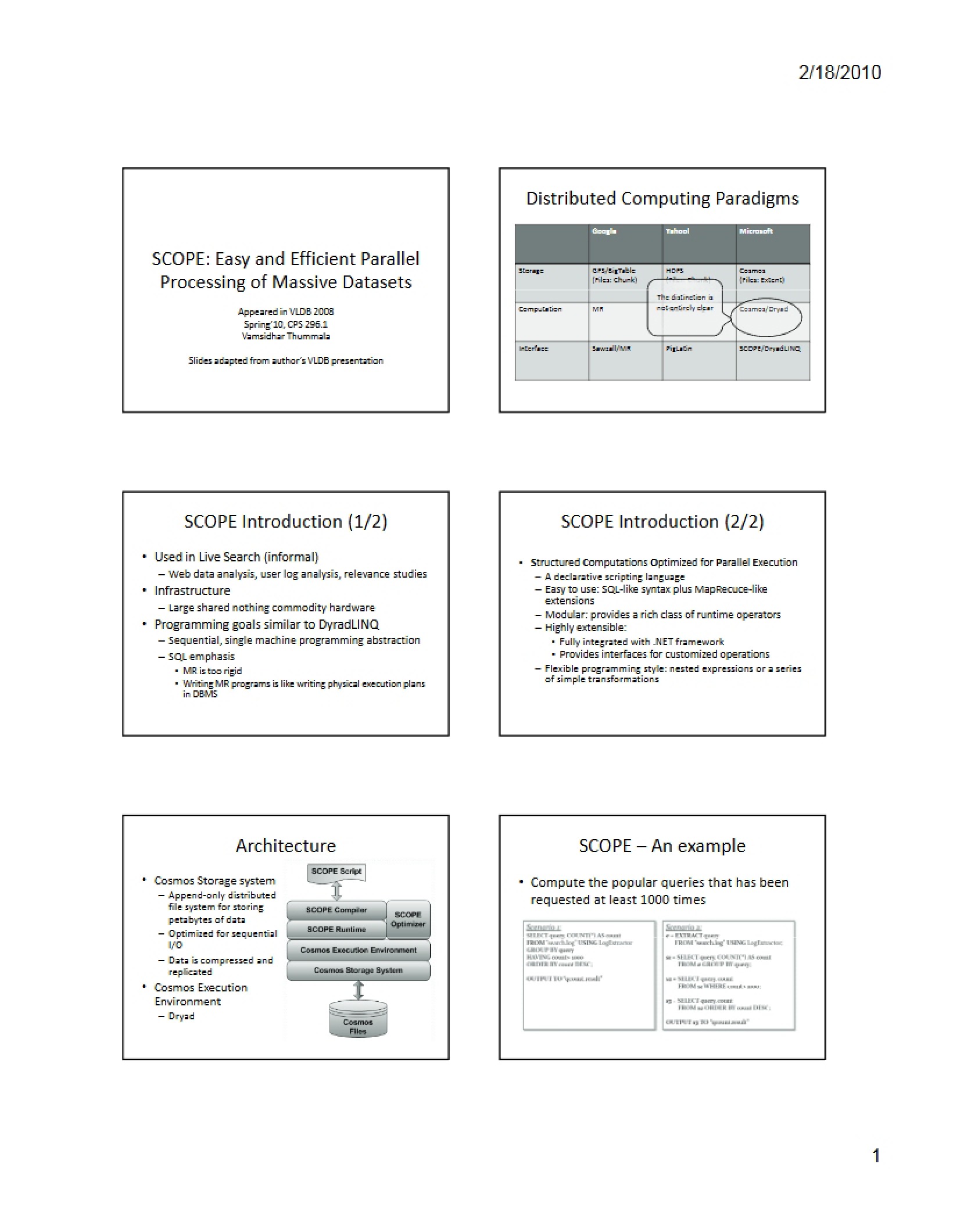 Massive Dataset Parallel Processing
