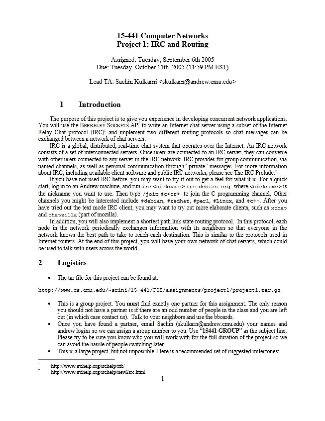 Second Project Guidelines