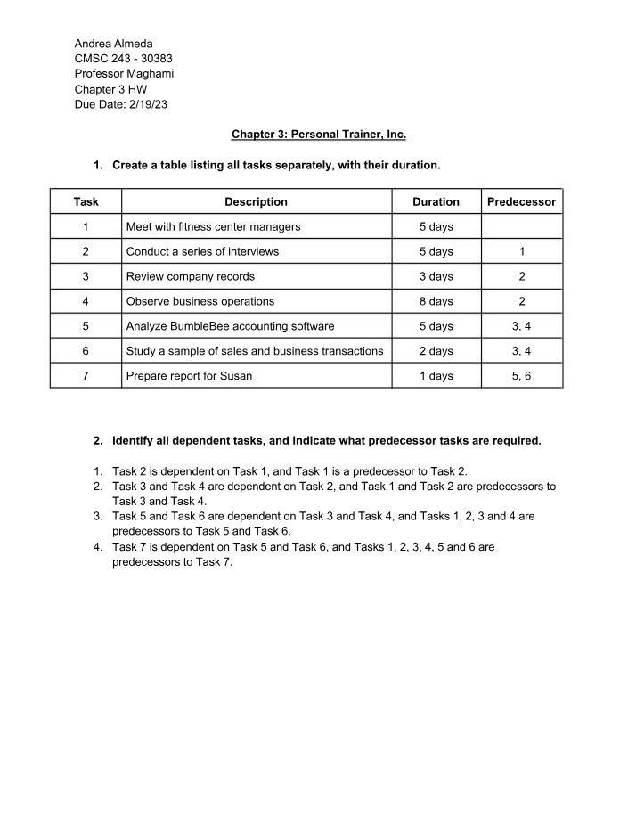 Homework - Project Planning and Critical Path Analysis