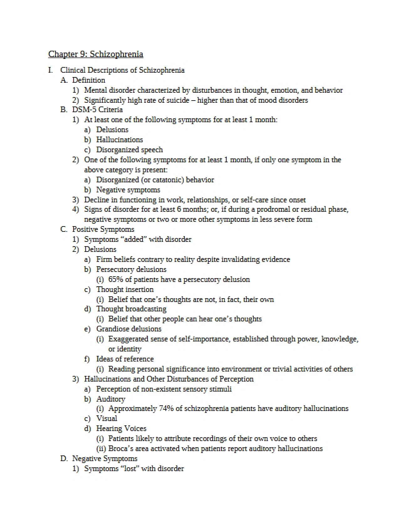 Schizophrenia (Chapter 9)