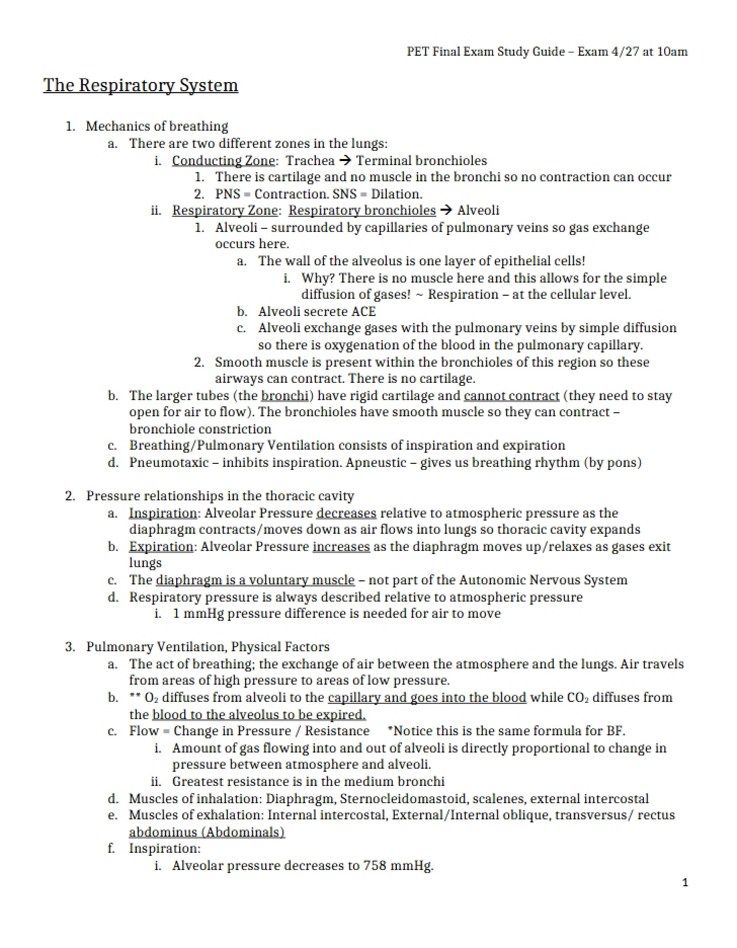 Respiratory System Guide - Functional Anatomy and Physiology I (3)