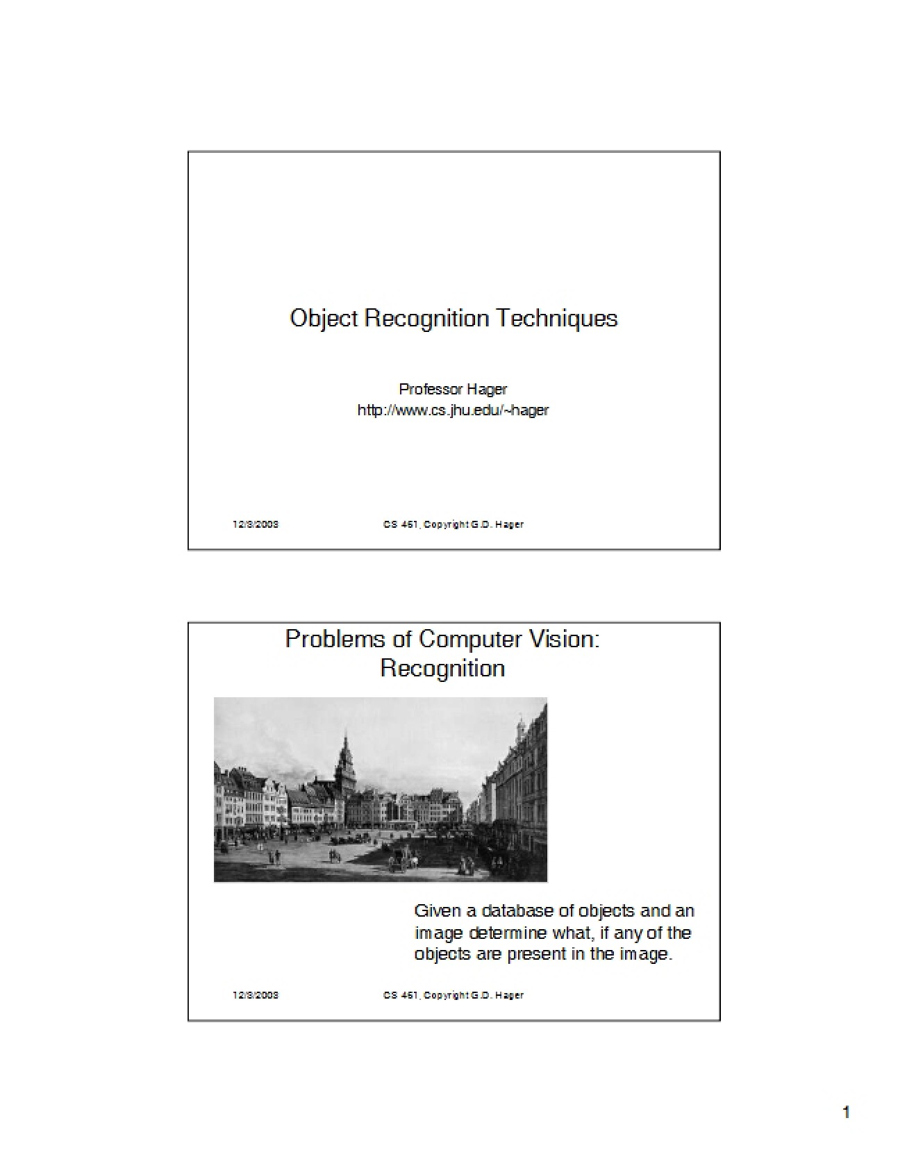 Techniques for Object Recognition