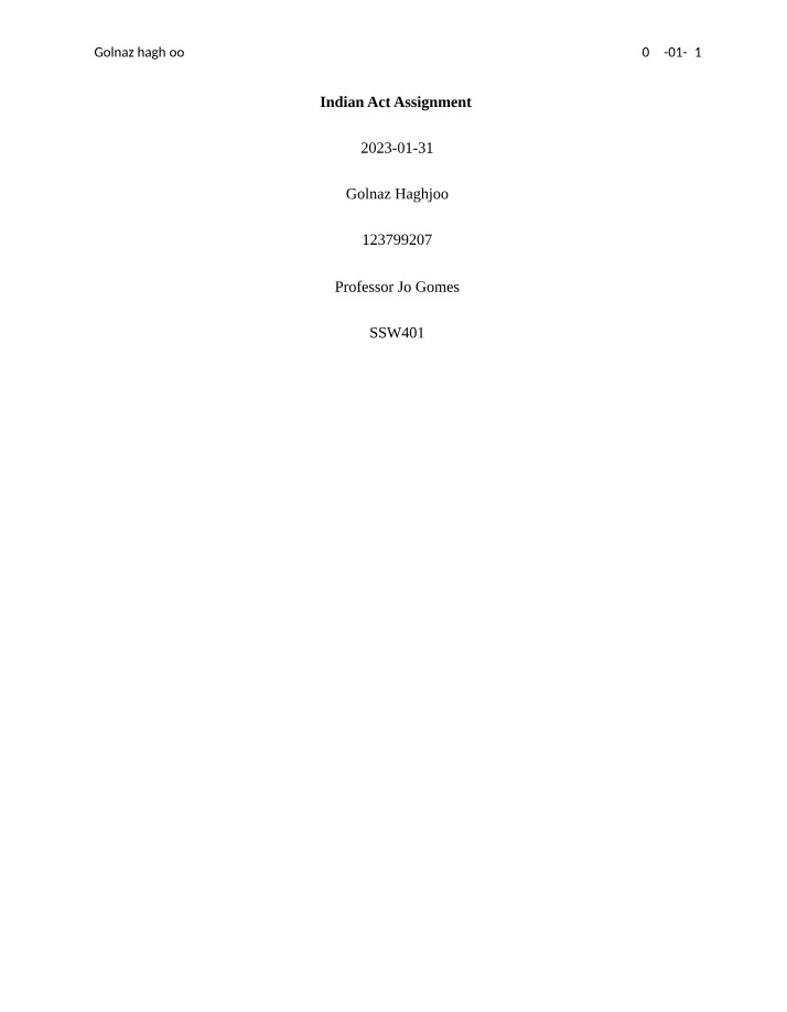Assignment - The Indian Act