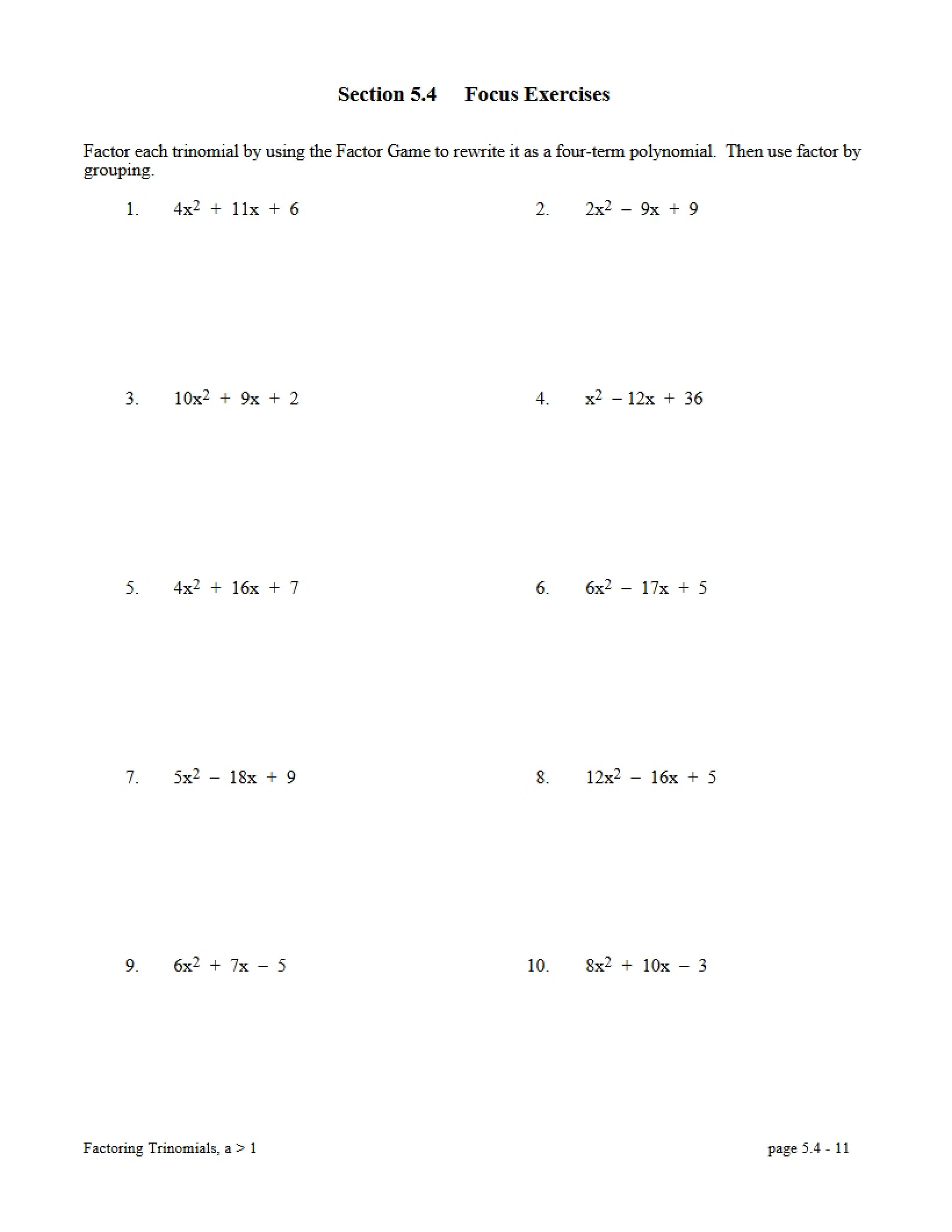 Elementary Algebra Review