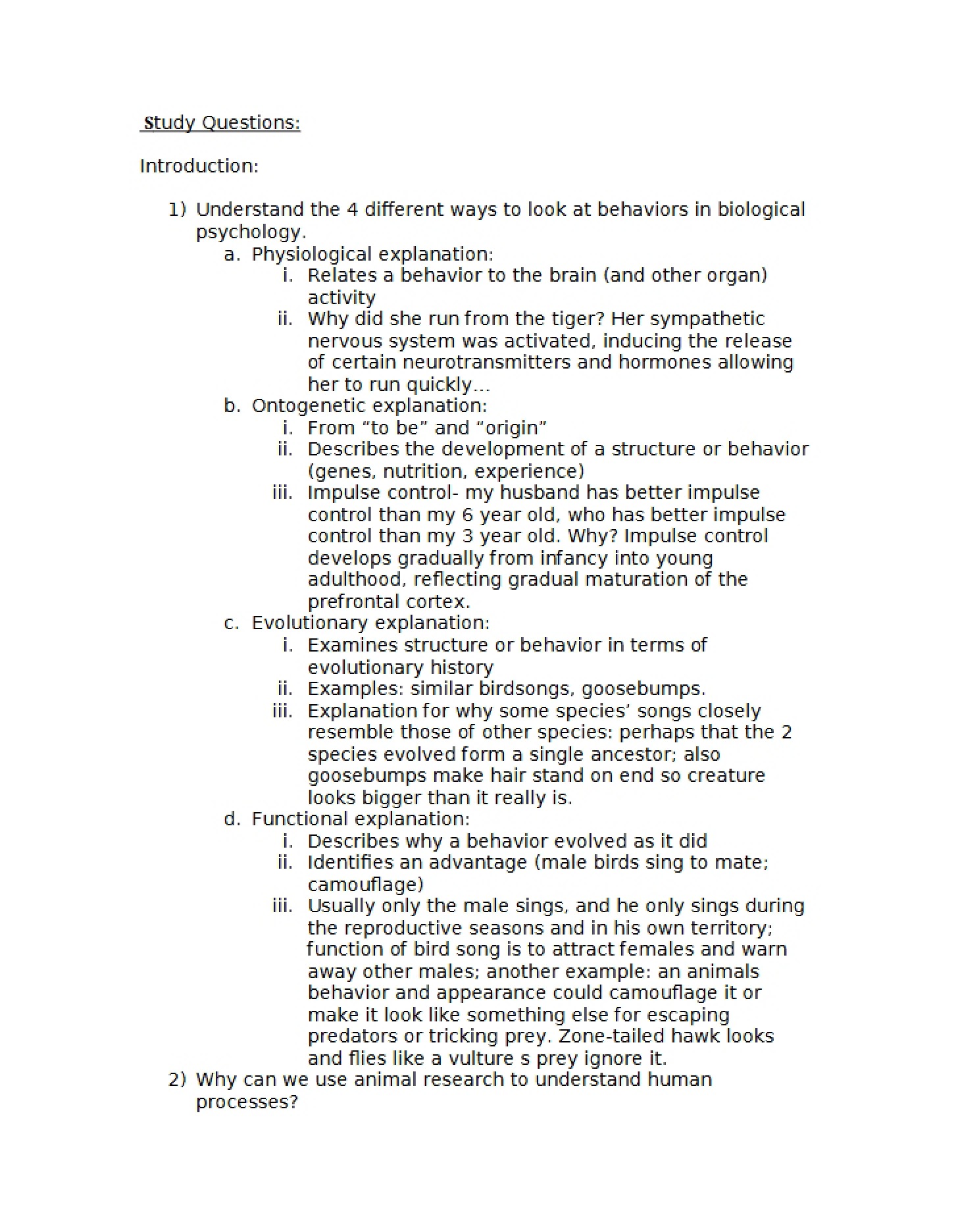 Learning and Memory Questions