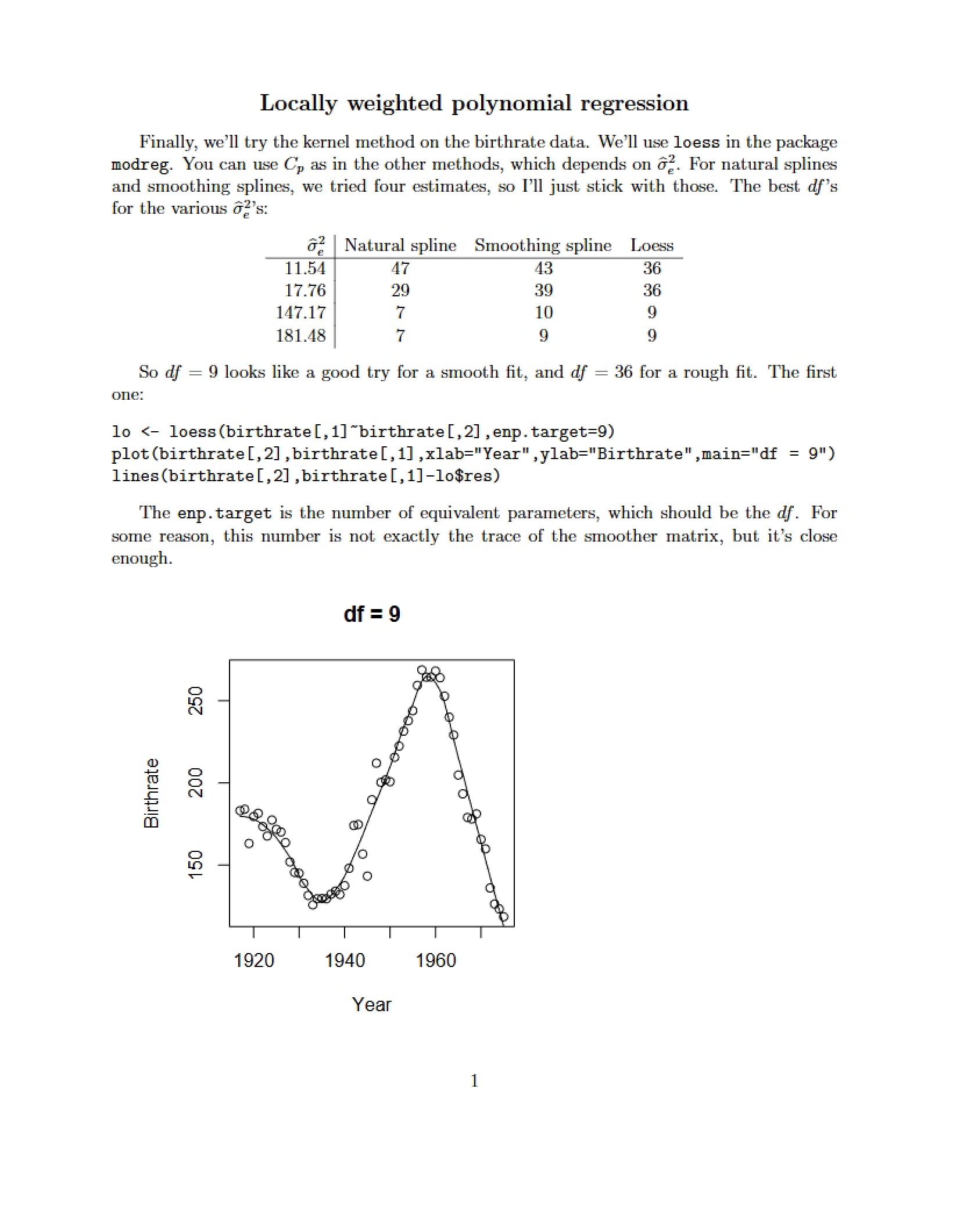 Regression using Locally Weighted Polynomials