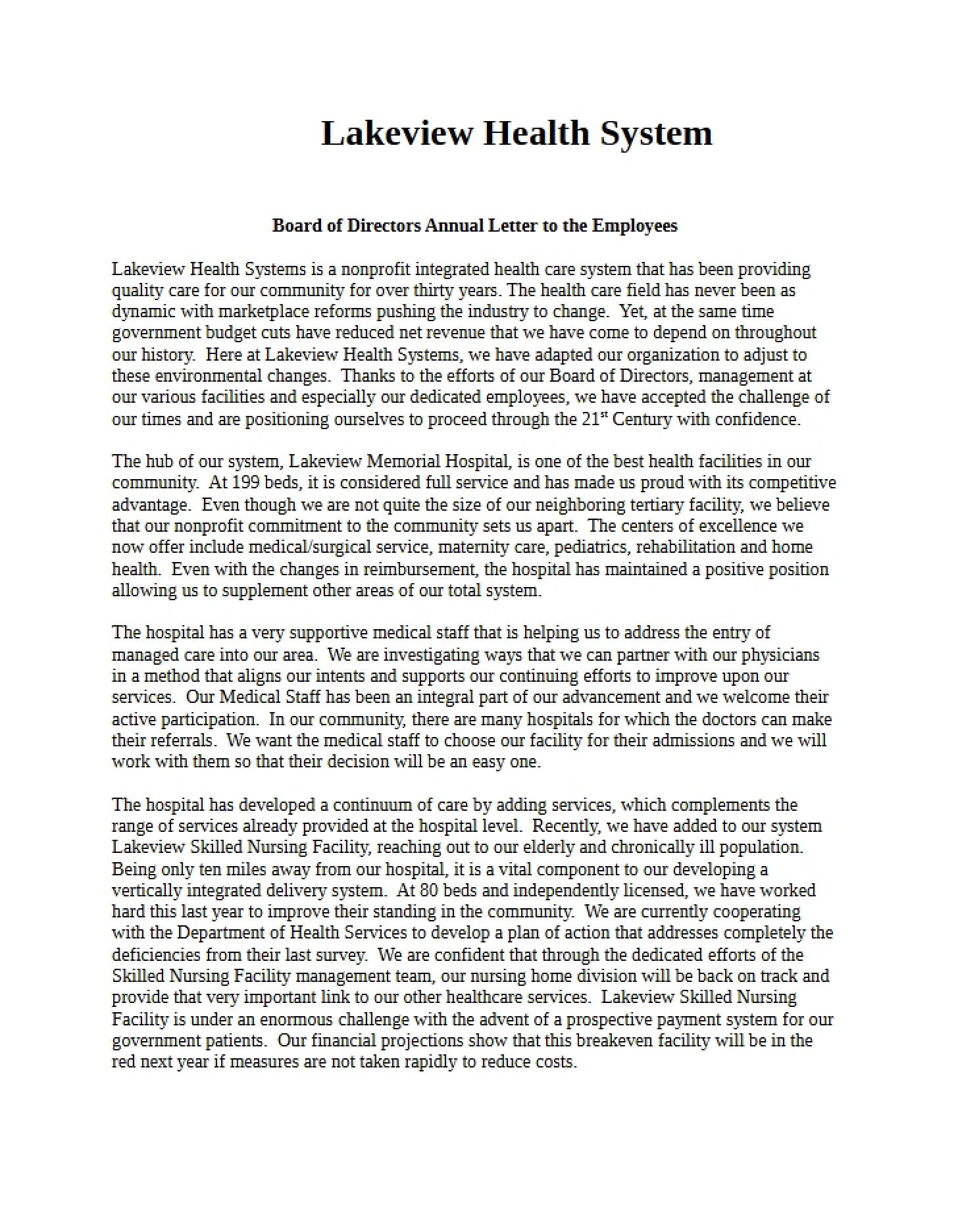 Health System of Lakeview