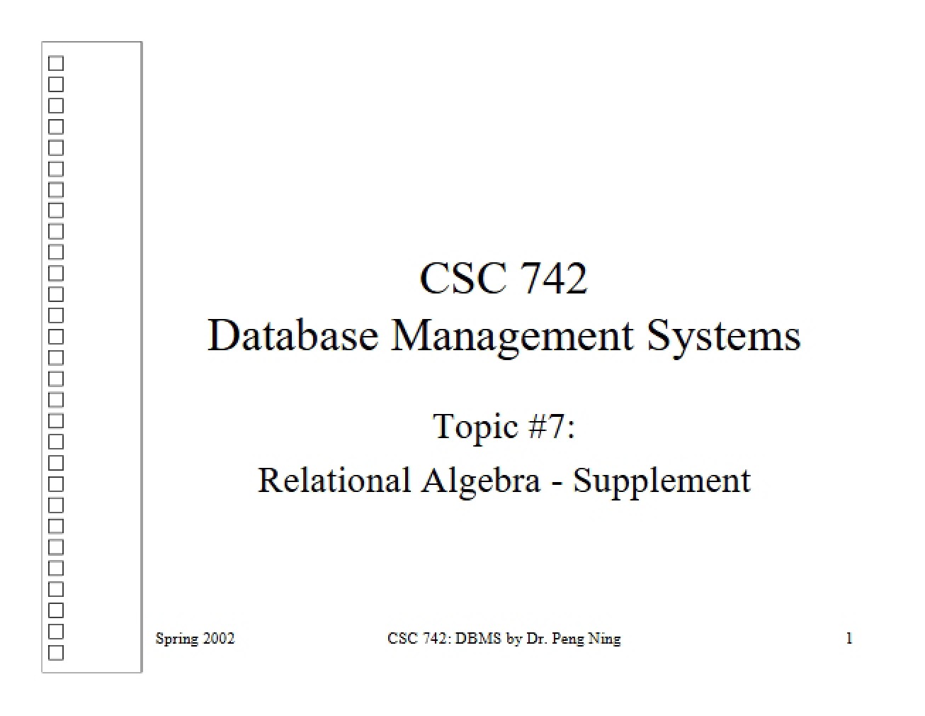 Supplement Relational Algebra