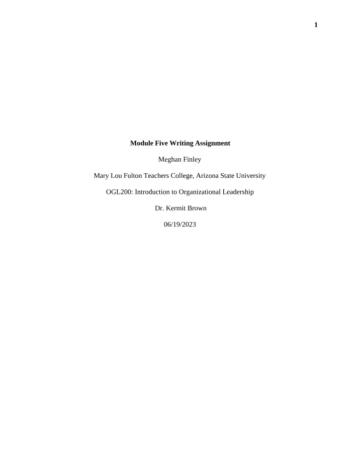 Writing Assignment for Module Five