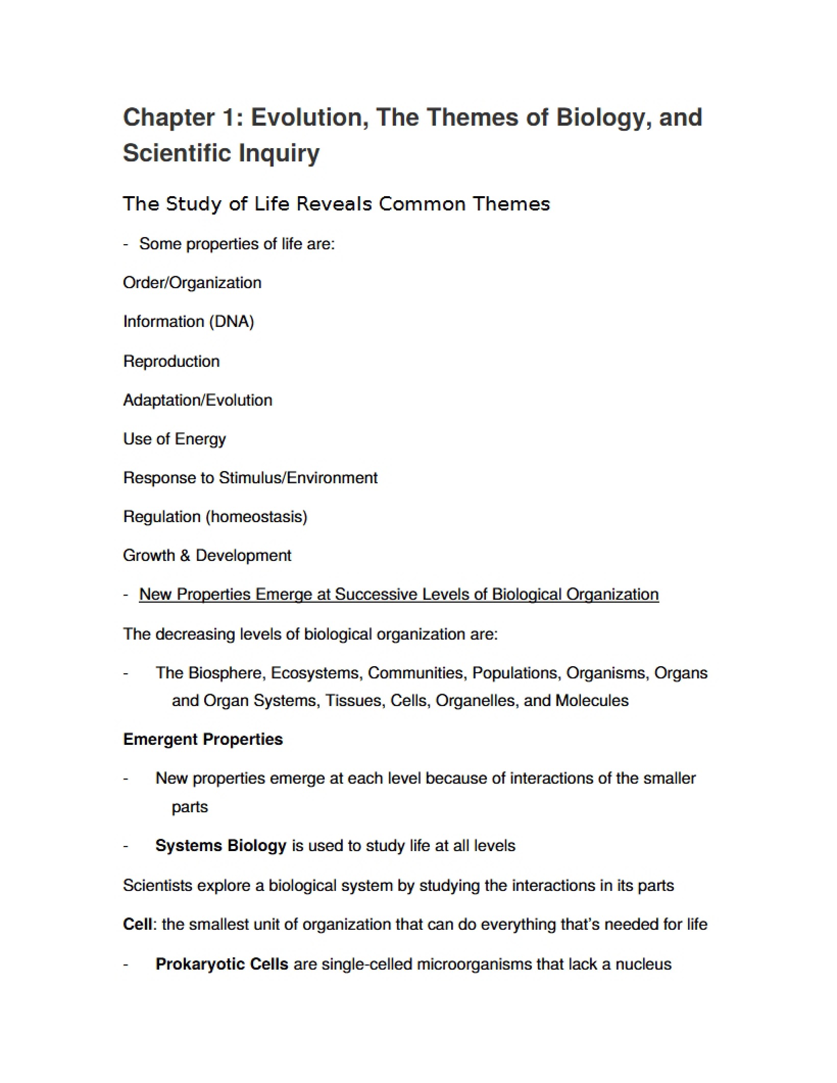 Scientific Inquiry, Bio Themes, and Evolution Chapter 1