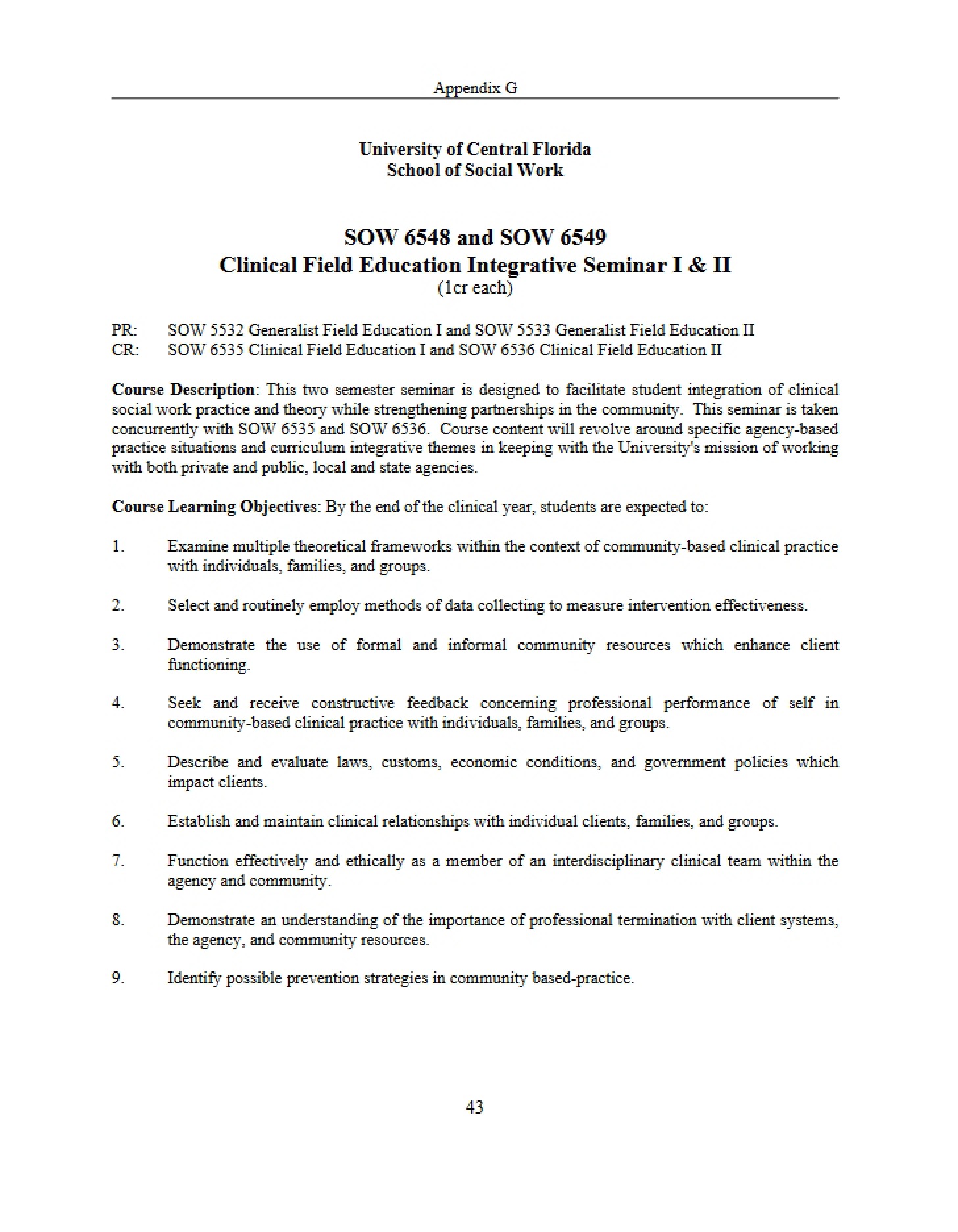 Course Description DOW 6548