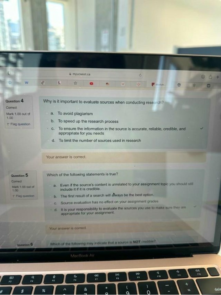 Quiz on Evaluating Sources