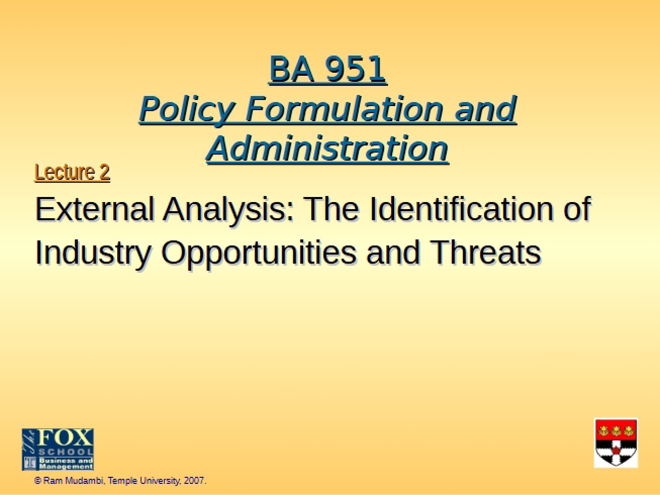 External Analysis of Industry Opportunities and Threats
