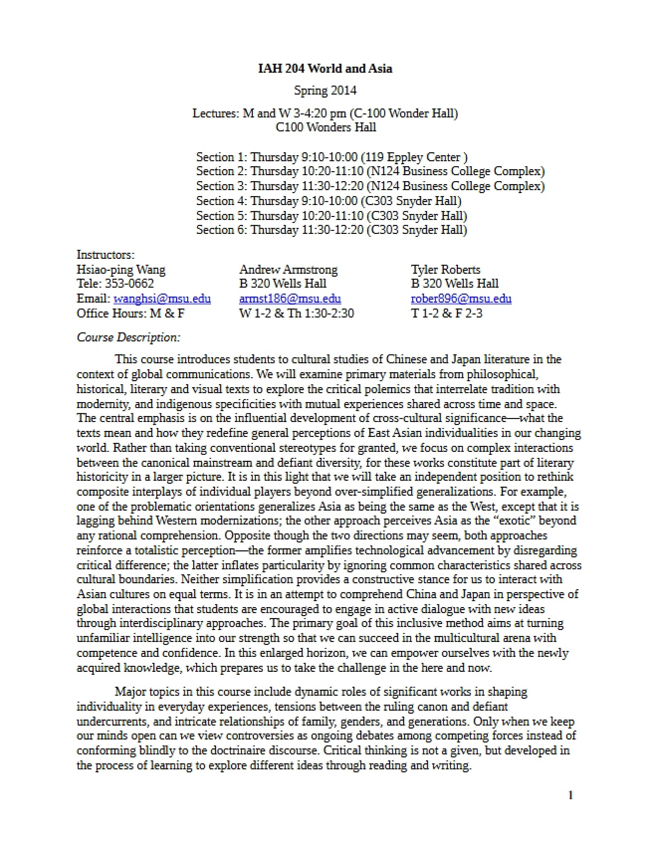 Syllabus (Spring 14)