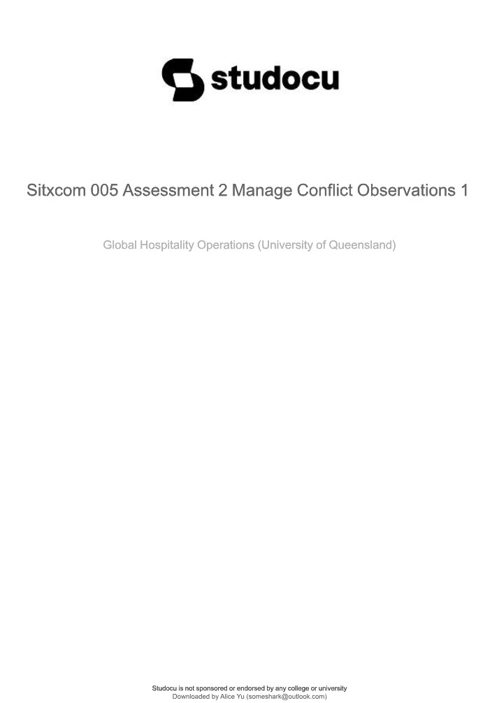 SITXCOM005 Assessment 2 - Manage Conflict Observations