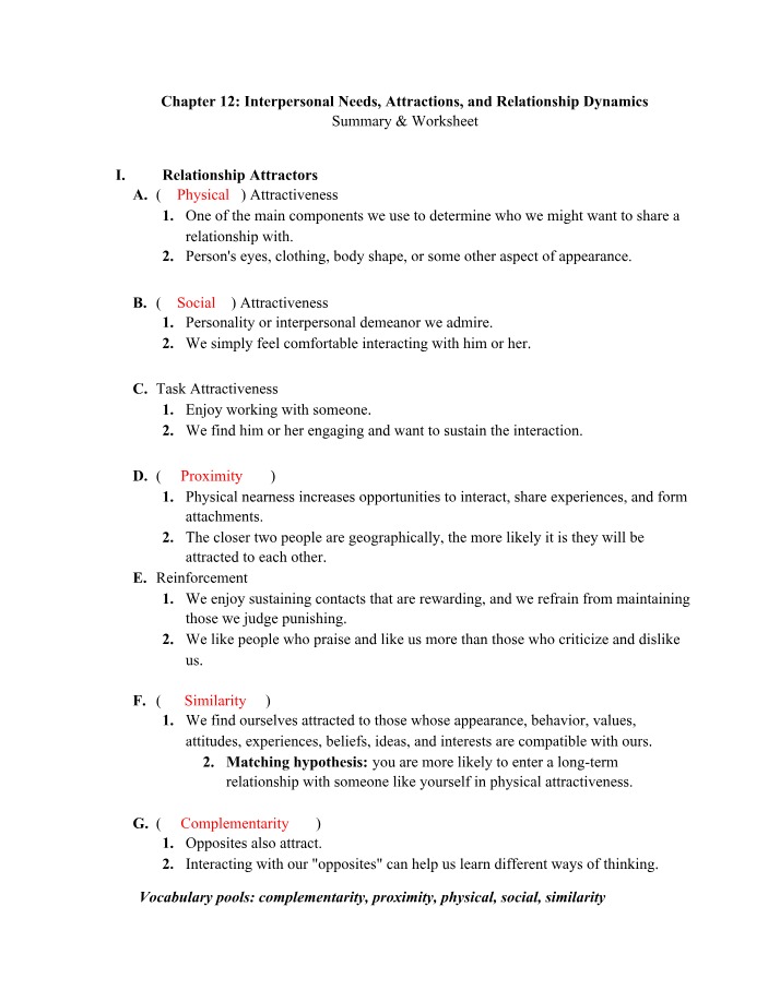 Worksheet for Chapter 12