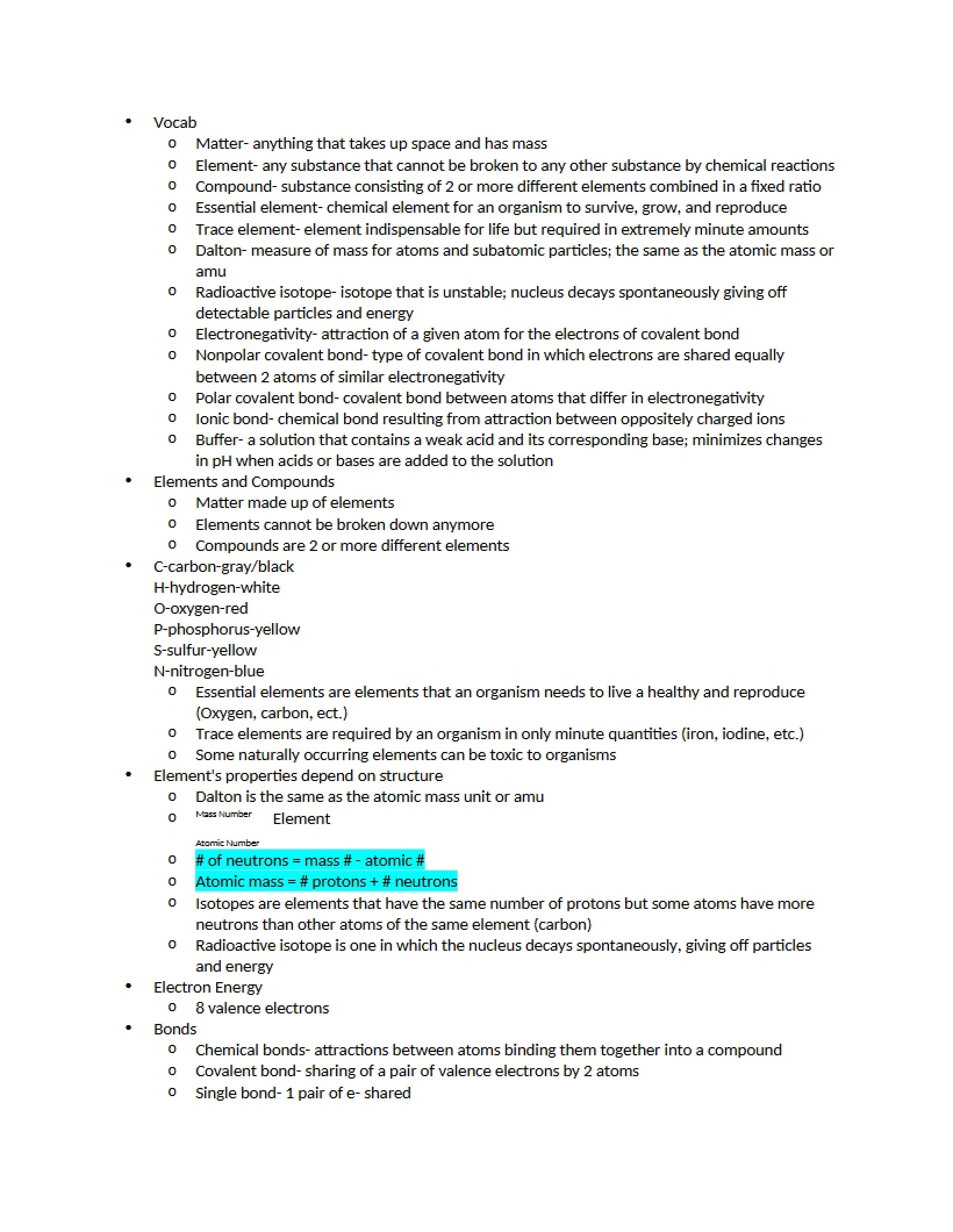 Bio 125 Terms