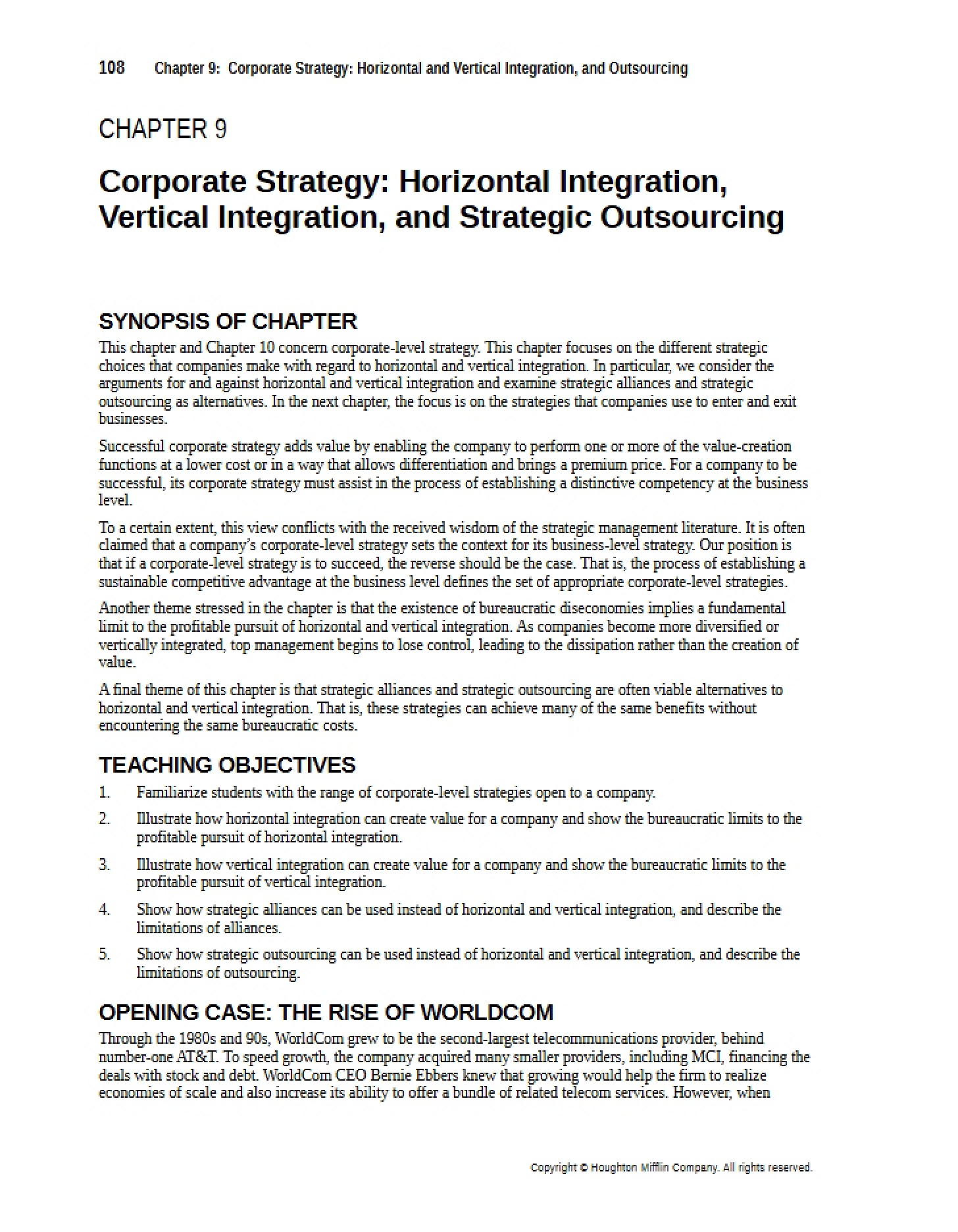 Outsourcing and Integration Strategies Vertical and Horizontal