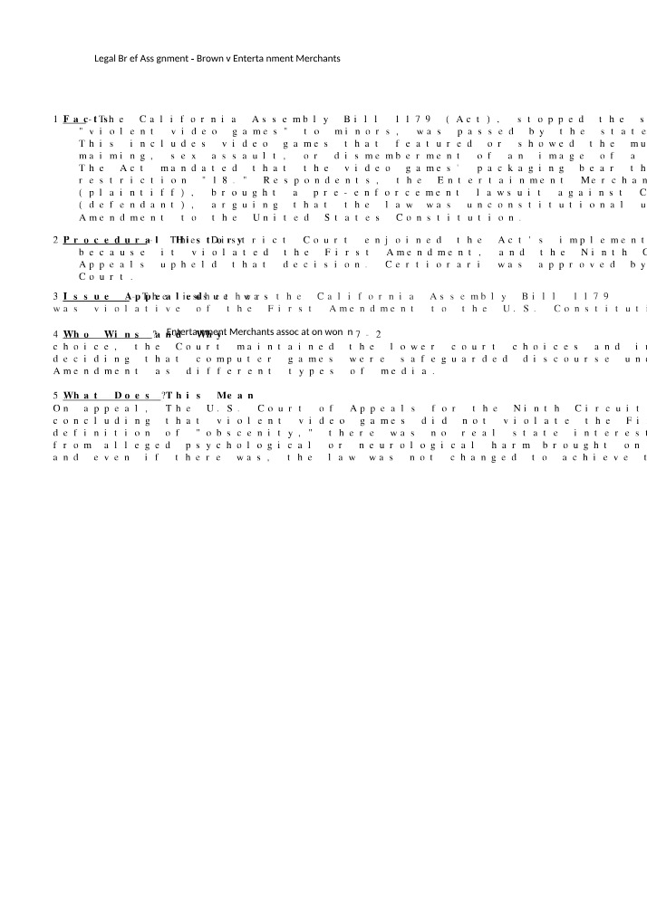 Assignment - Legal Brief