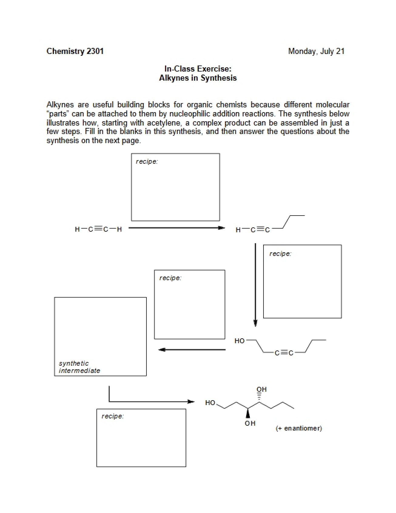 Synthesis using Alkynes
