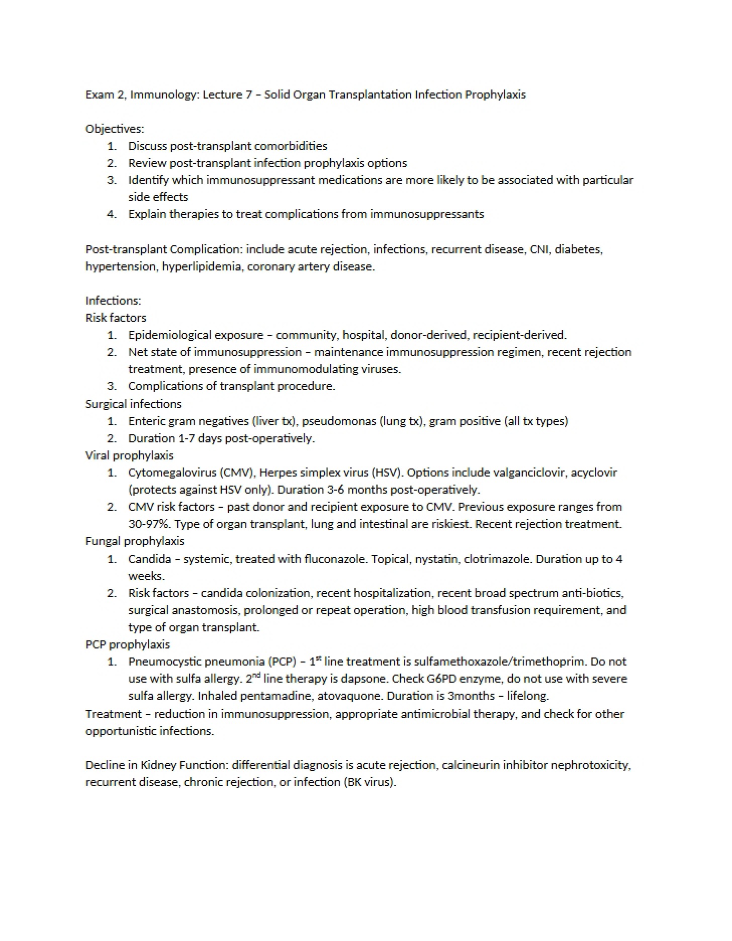 Infection Prophylaxis in Organ Transplants (Lect 7)