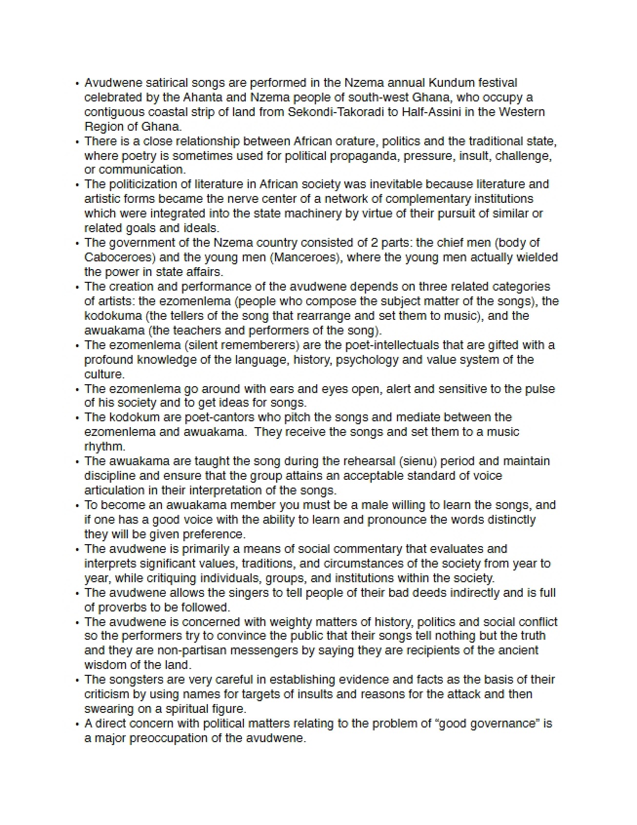 Lecture Notes (Africa XIX)